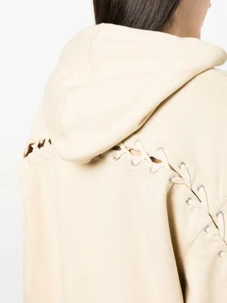Jean Paul Gaultier Logo-Embroidered Cotton Hoodie - Beige