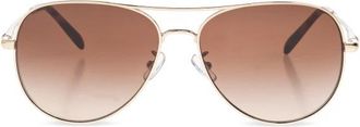 Tory Burch Logo Frame Aviator Zonnebril - Dames - Zonnebrillen - Geel - 58 MM - Accessoires