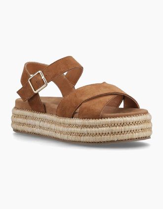 Hush Puppies Womens Hush Puppies Rosa Rafia Sandal Leather Womens Tan Sandals - Brown - Size: 8