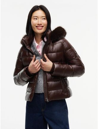 Tommy Hilfiger Womens Shiny Down Puffer Jacket - Chocolate - XL