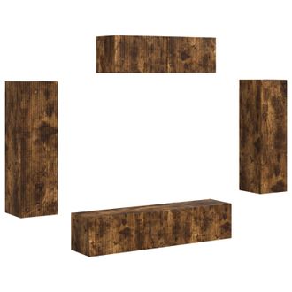 vidaXL Mueble De Tv 5 Pcs Roble Ahumado Vidaxl