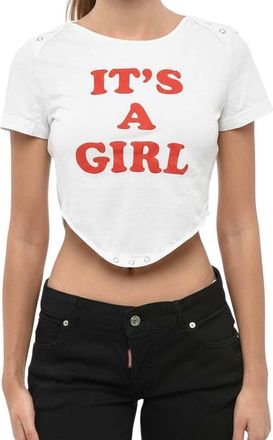 Dsquared2 White Graphic Round Neck T-Shirt