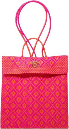 Lola's Bag Womens Small Braided Backpack In Pink/orange