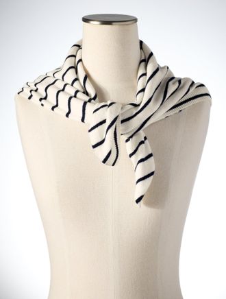 Talbots Charming Square Scarf - Stripe - Ivory - 001 Talbots
