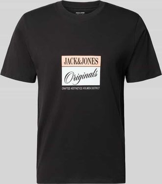 Jack & Jones T-Shirt mit Statement-Print Modell RHYERES in Black, Gr&ouml;&szlig;e XXL
