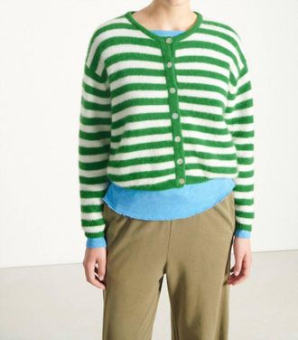 American Vintage Vitow Striped Cardigan In Green Stripe