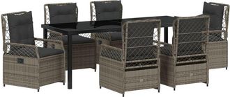vidaXL Garden Dining Set 7 pcs Grey Poly Rattan vidaXL