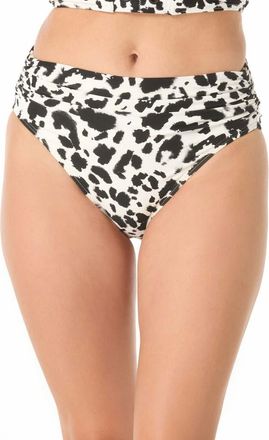 Carmen Marc Valvo Shirred Bikini Bottom in Black/white at Nordstrom, Size X-Small