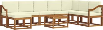 vidaXL Conjunto De Sof&aacute;s De Exterior 9 Uds. Natural Y Crema Vidaxl