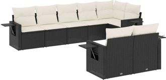 vidaXL Vidaxl - Set De Sof&aacute;s De Jard&iacute;n 8 Piezas Y Cojines Rat&aacute;n Sint&eacute;tico Negro