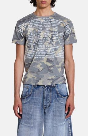Jaded London Skull Text Camo Print Graphic Ringer T-Shirt at Nordstrom, Size X-Large