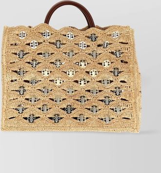 Paco Rabanne na raffia tote bag