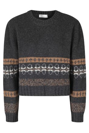 Roberto Collina Anthracite Moulin&eacute; Stripe Virgin Wool-Blend Sweater