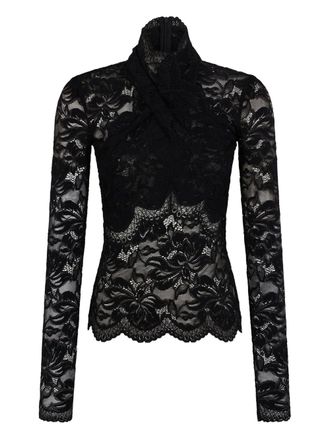 Paco Rabanne lace long-sleeve blouse - Black