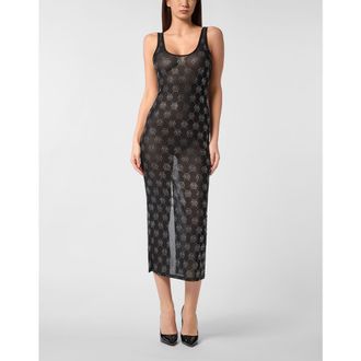 Philipp Plein Long Dress Monogram Strass Women in Black at Nordstrom, Size X-Small