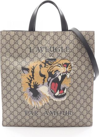 Gucci Beige Multi-Color Gg Supreme Tote Bag (Pre-Owned)