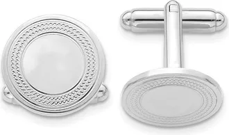 Diamond2Deal Rhodium-plated Round with Inside Ring Cuff Links