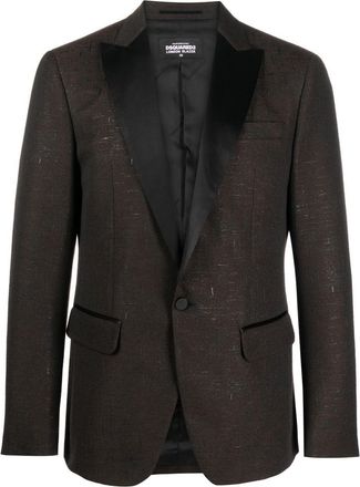 Dsquared2 London single-breasted blazer - men - Silk/Cotton/Polyamide/Polyester/Polyester/Metallic Fibre/Wool - 48 - Brown
