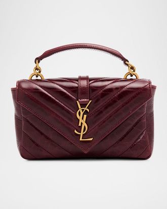Saint Laurent College Mini YSL Quilted Crossbody Bag