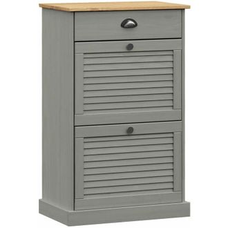 vidaXL Shoe Cabinet vigo 60x35x96 cm Grey Solid Wood Pine Vidaxl