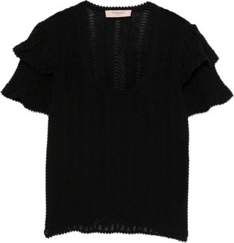 Twinset Round-neck Knitwear, female, Black, Size: XS Round-neck Knitwear