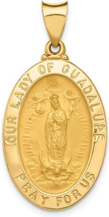 Diamond2Deal 14k Yellow Gold Polished and Satin Our Lady Guadalupe Medal Hollow Pendant