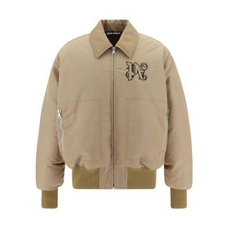 Palm Angels Gewatteerd Bomberjack - Heren - Bomber jackets - Beige - M - Jassen