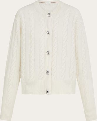 Ferragamo Women Cable knit cardigan White