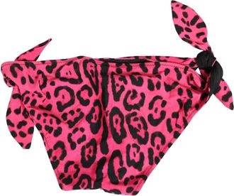 Dolce & Gabbana Womens Pink Leopard Print Bikini Bottom Beachwear Swimwear Nylon Elastane Clothing