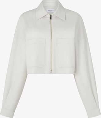 Serena Bute Cotton Gabardine Dropped Shoulder Jacket - Grey