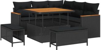 vidaXL Garden Sofa Set with Cushion 8 pcs Black Poly rattan vidaXL
