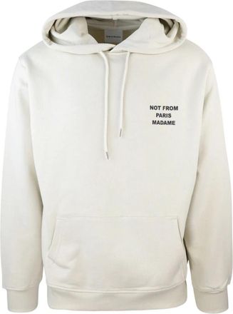 Dr&ocirc;le de Monsieur Le Hoodie Slogan - Heren - Hoodies - Beige - XL - Katoen - Hoodies & sweatvesten