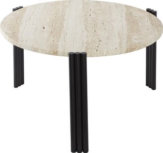 AYTM Marmor Design Beistell-/ Couchtisch Tribus Schwarz/Travertin, ø 60 x 35 cm