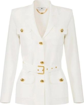 Elisabetta Franchi Roma Knit Jacket - Dames - Zomerjassen - Wit - L - Jassen