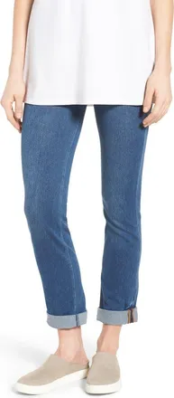 Lyss&eacute; ntials Boyfriend High Rise Denim Jeans in Mid Wash at Nordstrom, Size X-Small