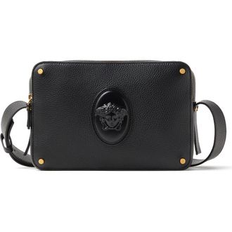 Versace Lou Leather Crossbody Bag in Black Gold 82 at Nordstrom