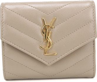 Saint Laurent Beige Leather Wallet (Tri-Fold) (Pre-Owned)