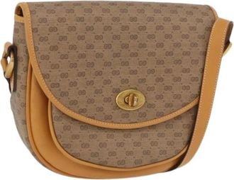 Gucci Pre-owned Vintage Micro Small GG Canvas Schoudertas - Dames - Vintage Schoudertas - Beige - ONE Size - Leer - Vintage