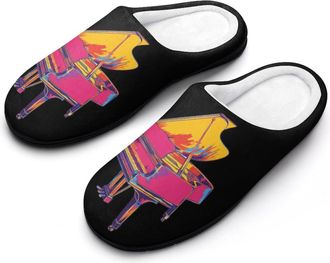 Generic Piano Womens Slippers Warm House Slippers Indoor House Shoes with Anti-Skid Rubber Sole