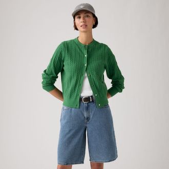 Levi's Supersoft Crewneck Cardigan - Womens - XS - Green