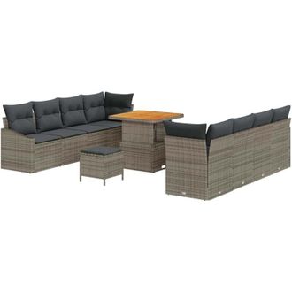 vidaXL Conjunto De Sof&aacute; De Jard&iacute;n 11 Pcs Gris 80 X 80 X 71 Cm Vidaxl