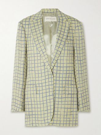 Dries Van Noten Blazer In Cr&ecirc;pe A Quadri - Marrone