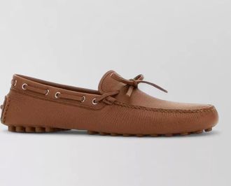 Prada leather loafers bow detail metal eyelets