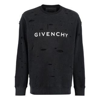 Givenchy Hoodies & sweatvesten, Heren, Zwart, M, Katoen, Archetype With Destroyed Effect Sweatshirt