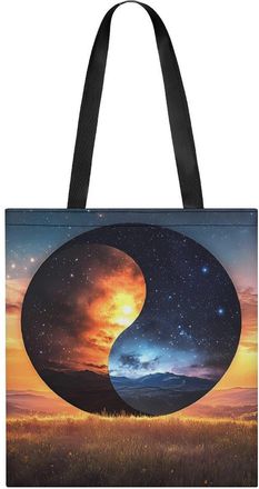 Generic Yin Yang Sun And Moon Tote Bag for Women Men Shoulder Bags Purses Pouch Handbags