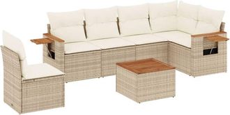 vidaXL Vidaxl - Set Sof&aacute;s De Jard&iacute;n 7 Piezas Y Cojines Rat&aacute;n Sint&eacute;tico Beige