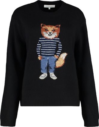 Maison Kitsuné Crew Neck Sweater In Merino Wool