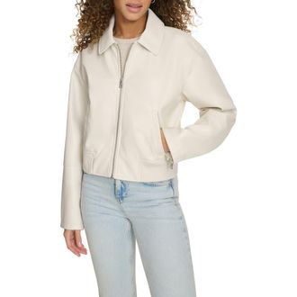 Levi's Faux Leather Bomber Jacket in Oyster at Nordstrom, Size Small