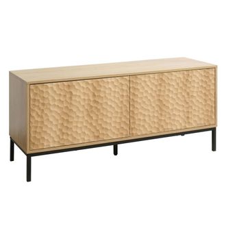 Oviala Mueble de TV rectangular con 2 puertas, L120 cm, madera clara
