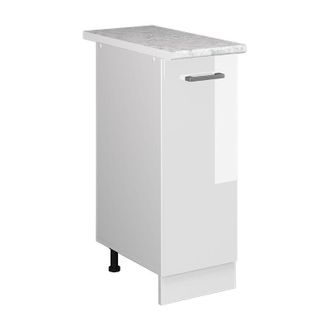 Vicco Mueble Bajo Universal R-line, Blanco Alto Brillo, 30 Cm Con Puerta, Con Encimera Vicco